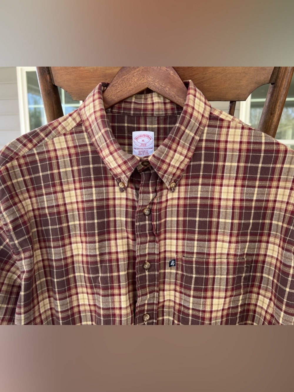 Brooks Brothers 346 Flannel Shirt Long Sleeve Plaid Brown XL Regular